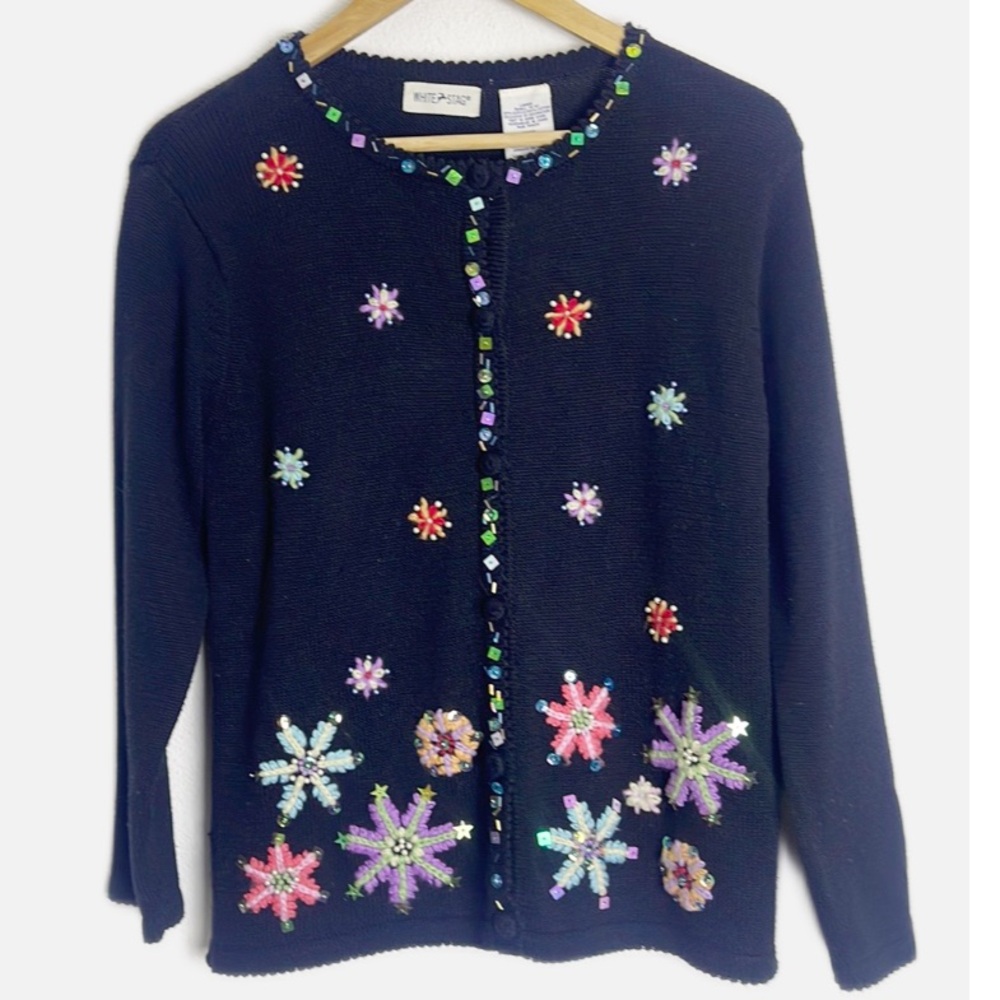 White Stag vintage Christmas snowflake cardigan S